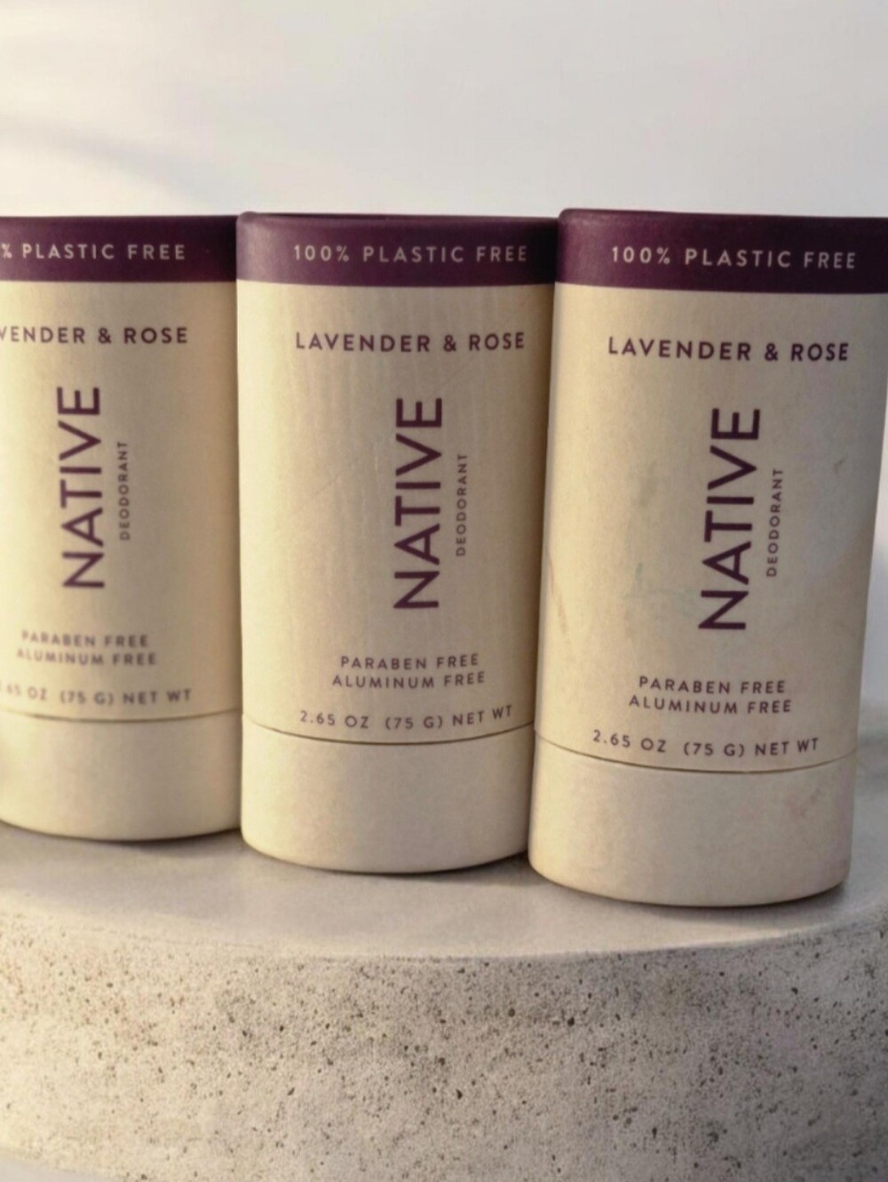 Native Plastic Free Deodorant Sticks 3-Pack Brand New Lavender & Rose 2.65@